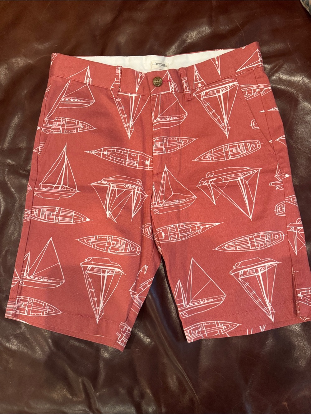 Crewcuts Coral Sailboat Print Shorts
